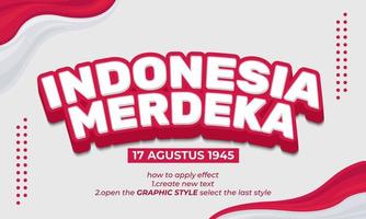 indonesia merdeka efecto de texto 3d, tipografía vector