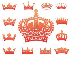 Set of silhouettes of royal crowns vector