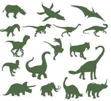 Set of silhouettes of ancient dinosaurs vector