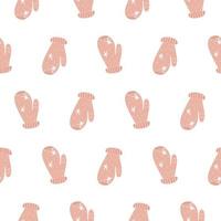 Pink mittens pattern. Winter pattern for textiles, fabrics, wrapping paper, website. vector