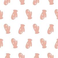 Pink mittens pattern. Winter pattern for textiles, fabrics, wrapping paper, website. vector