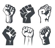 Set of six raised fists vector