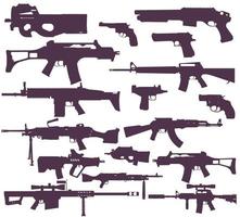 Set of silhouettes of firearms vector