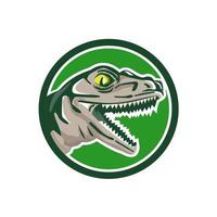 Raptor Head Side Circle Retro vector