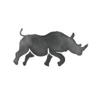 silueta de rinoceronte ejecutando acuarela vector