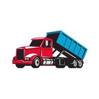 Roll-Off Truck Side Up Retro vector