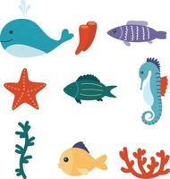 sea animals collection vector