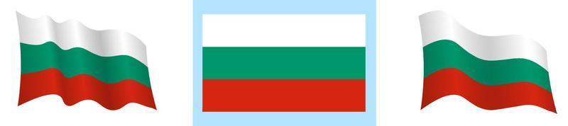 bulgaria flag in static position and in motion, developing in wind in exact colors and sizes, on white background vector