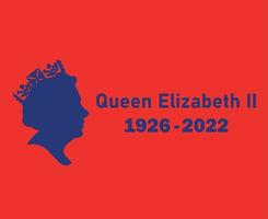 Elizabeth Queen 1926 2022 Blue Face Portrait Queen British United Kingdom National Europe Country Vector Illustration Abstract Design With Red Background