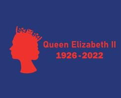 Elizabeth Queen 1926 2022 Red Face Portrait British United Kingdom National Europe Country Vector Illustration Abstract Design With Blue Background