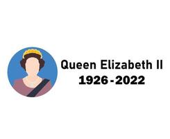 Elizabeth Queen 1926 2022 Face Portrait Black British United Kingdom National Europe Country Vector Illustration Abstract Design