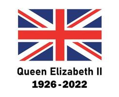 British United Kingdom Flag And Queen Elizabeth 1926 2022 Black National Europe Emblem Symbol Icon Vector Illustration Abstract Design Element