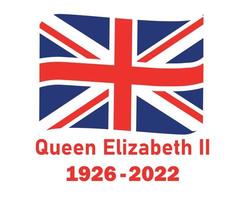 cinta de la bandera británica del reino unido y reina elizabeth 1926 2022 emblema nacional rojo de europa icono ilustración vectorial elemento de diseño abstracto vector