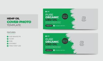 Hemp or CBD product social media cover photo design. Modern cannabis sativa product sale business promotion web banner template vector