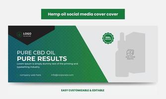 diseño de foto de portada de redes sociales de productos de cáñamo o cbd. plantilla de banner web de promoción comercial de venta de productos de cannabis sativa moderna vector