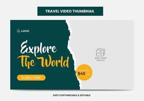 Travel Agency video thumbnail and web banner. Tourism Marketing Service social media video thumbnail vector