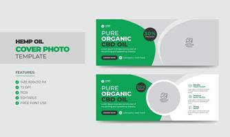 Hemp or CBD product social media cover photo design. Modern cannabis sativa product sale business promotion web banner template vector