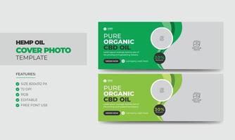 Hemp or CBD product social media cover photo design. Modern cannabis sativa product sale business promotion web banner template vector