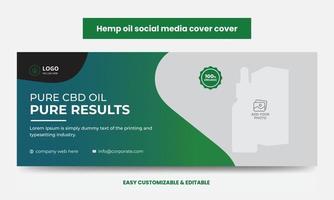 diseño de foto de portada de redes sociales de productos de cáñamo o cbd. plantilla de banner web de promoción comercial de venta de productos de cannabis sativa moderna vector