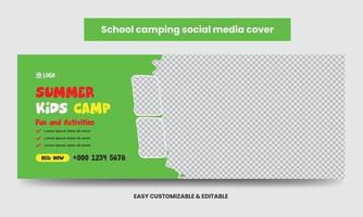 campamento de verano para niños foto de portada de redes sociales vector