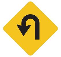 Left U-turn sign. vector