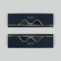 Luxury dark navy background with golden lines and abstract shape. Vector graphic illustration