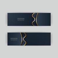 Luxury dark navy background with golden lines and abstract shape. Vector graphic illustration