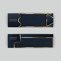 Luxury dark navy background with golden lines and abstract shape. Vector graphic illustration