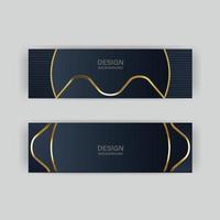 Luxury dark navy background with golden lines and abstract shape. Vector graphic illustration