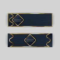 Luxury dark navy background with golden lines and abstract shape. Vector graphic illustration