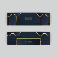 Luxury dark navy background with golden lines and abstract shape. Vector graphic illustration