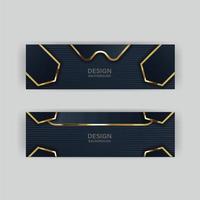 Luxury dark navy background with golden lines and abstract shape. Vector graphic illustration