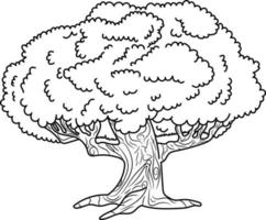 árbol delineado, ilustración de página para colorear vector