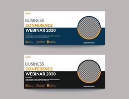 Business Conference Web Banner Template Design.Online webinar invitation or live conference banner design template..eps vector