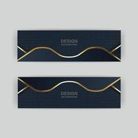 Luxury dark navy background with golden lines and abstract shape. Vector graphic illustration