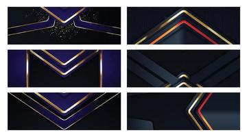 Luxury dark navy background with golden lines and abstract shape. Vector graphic illustration