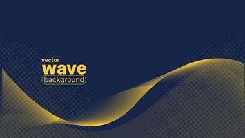 abstract wave background in yellow and dark blue color with halftone. vector illustration