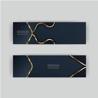 Luxury dark navy background with golden lines and abstract shape. Vector graphic illustration