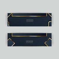 Luxury dark navy background with golden lines and abstract shape. Vector graphic illustration