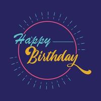 feliz cumpleaños. hermosa tarjeta de felicitación caligrafía rayada palabra de texto negro estrellas doradas. diseño de impresión de camiseta de invitación dibujada a mano. vector aislado de fondo blanco con letras de pincel modernas manuscritas