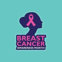 October Breast Cancer Awareness Month Banner With Ribbon and women Silhouette vector