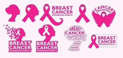 Breast Cancer Awareness Month Modern Illustration Graphic Template Vector Set Pink Color Background