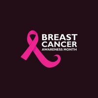 October Breast Cancer Awareness Month Banner With Ribbon and creative lettering background design vector