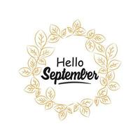 hello September floral vintage vector typography design