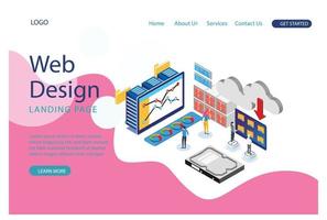 Modern flat design isometric concept of Cloud Technology for banner and website. Landing page template. Data center, software solutions to share informations on digital network. Vector illustration.