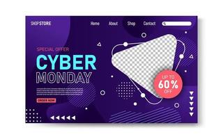 Landing page cyber monday template vector