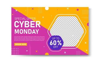 Flat cyber monday banner template vector