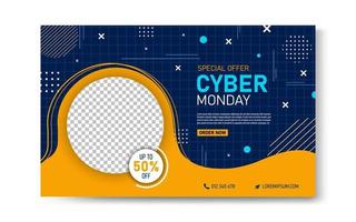 Flat cyber monday banner template vector