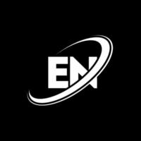EN E N letter logo design. Initial letter EN linked circle uppercase monogram logo red and blue. EN logo, E N design. en, e n vector
