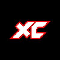 diseño del logotipo xc, diseño inicial de letras xc con estilo de ciencia ficción. logotipo xc para juegos, deportes, tecnología, digital, comunidad o negocios. Fuente del alfabeto en cursiva moderna xc sport. fuentes tipográficas de estilo urbano. vector